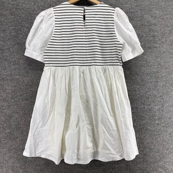 New &Merci Dress Women L Large White Striped Shift Short Lined Short Sleeve - Picture 2 of 12